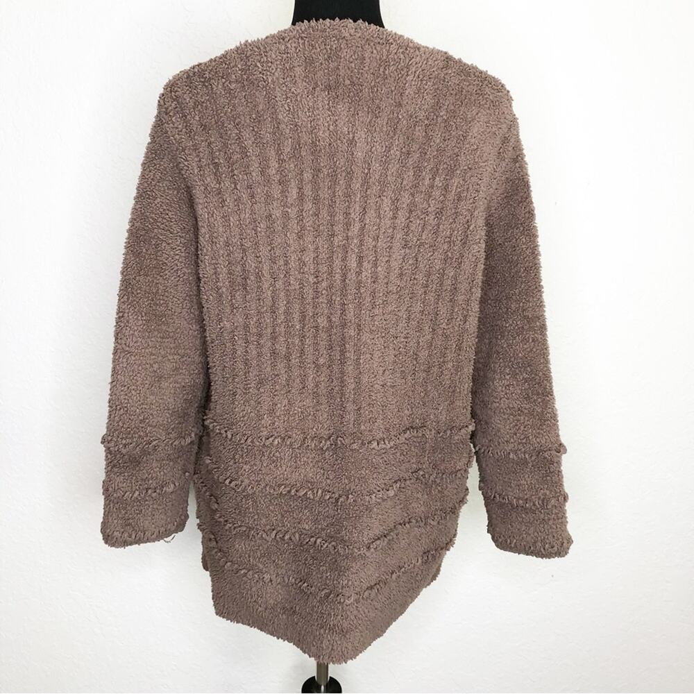 Barefoot Dreams mocha brown open front loop trim cardigan size Small - Picture 2 of 14